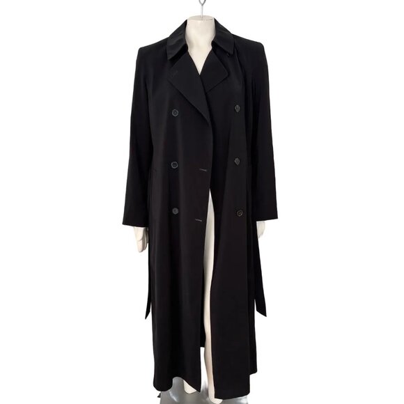 NWT GALLERY Water Repellent Double Breasted Belted Trench Coat in Black SZ 8 - Picture 2 of 14